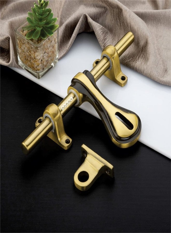 Peppa Antique Brass Finish Standard Size Door Fitting Accessories Premium Kit (Front Aldrop,Back Latch,Two Handles, Door Stopper &Tower Bolt, Golden, 6 Count) (Pack of 2) - Image 3